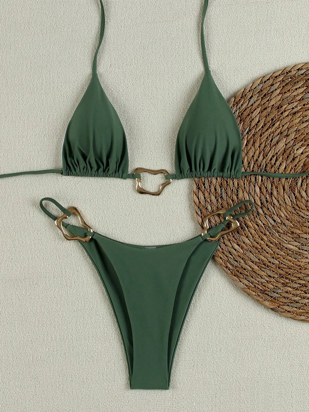 Lace-Up Halter Bikini Set