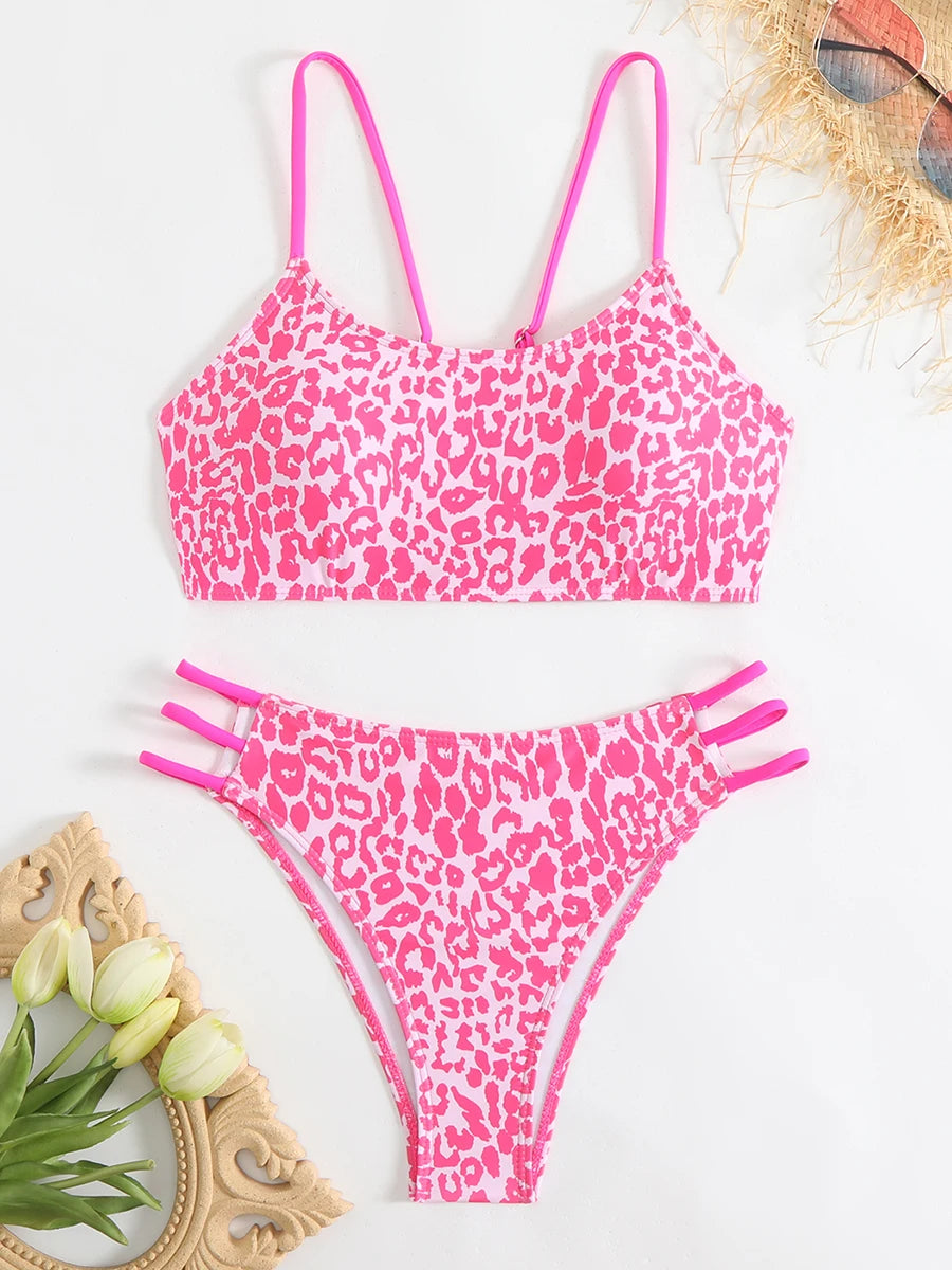 Strappy Leopard Bikini Set
