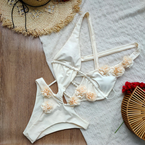 3D Floral One-Piece Swimsuit
