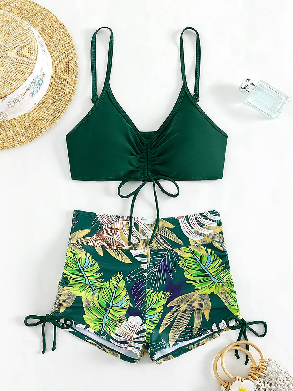 Drawstring High-Waist Bikini Set