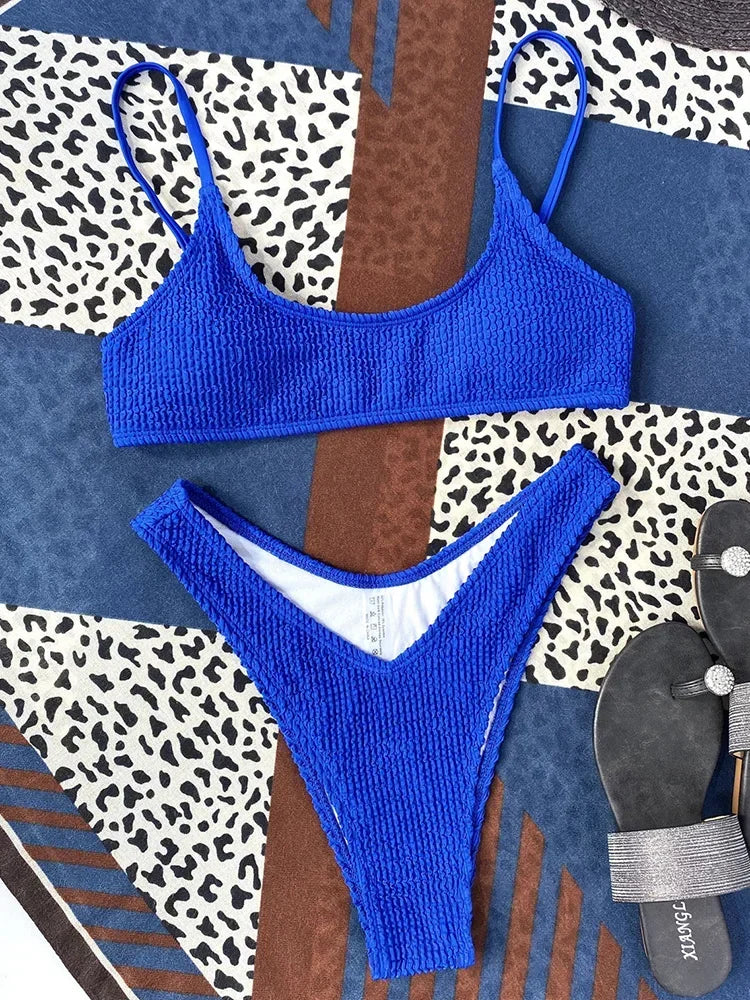 Crinkle Triangle Bikini Set
