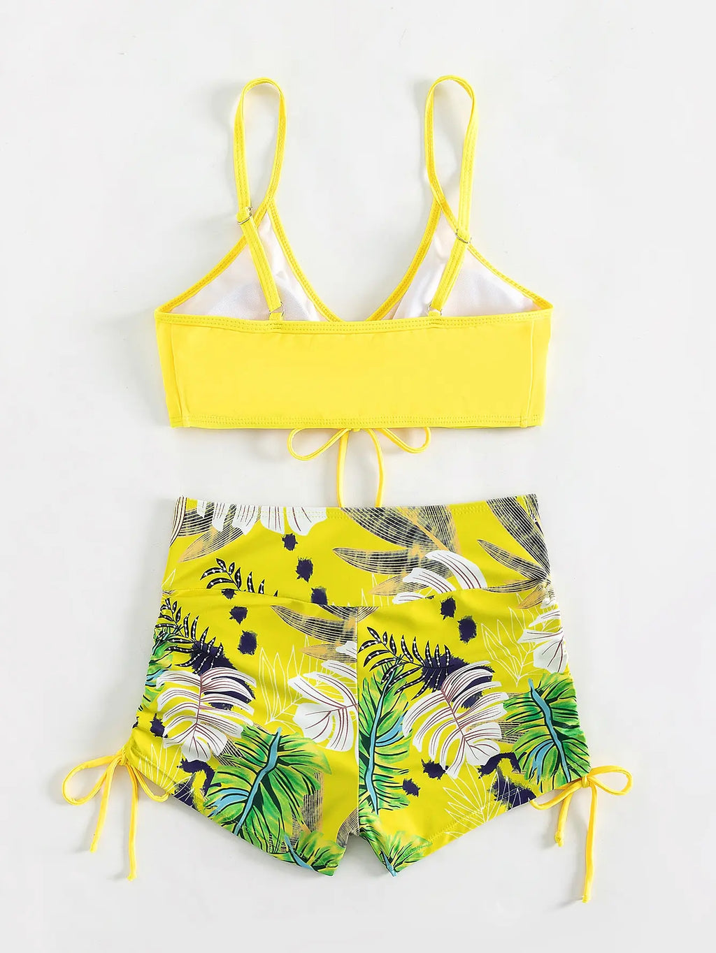 Drawstring High-Waist Bikini Set