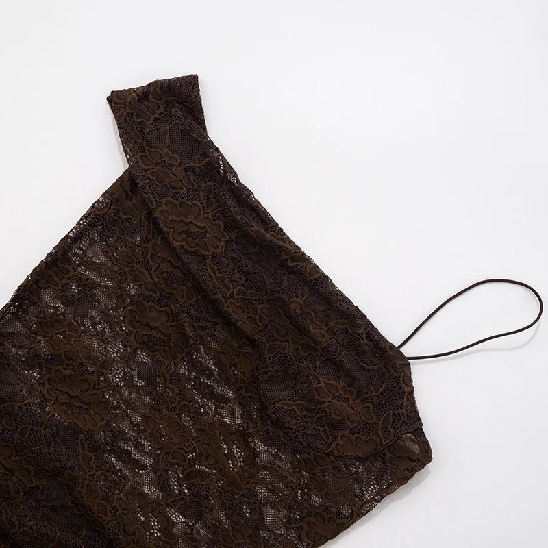 One-Shoulder Lace Maxi Dress