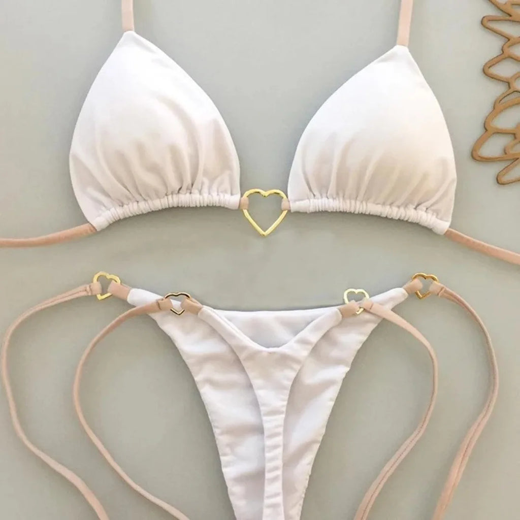 White Lace-Up Bikini Set