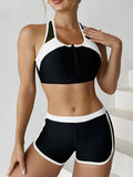 Zip-Front Sporty Bikini Set