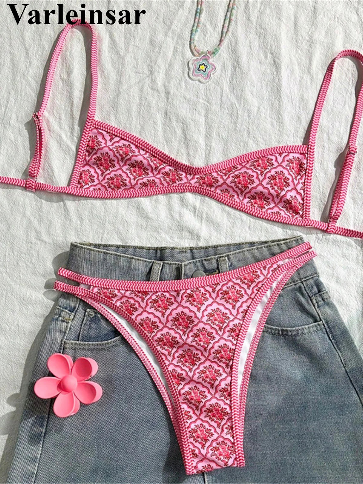 Floral High-Leg Cut Bikini Set