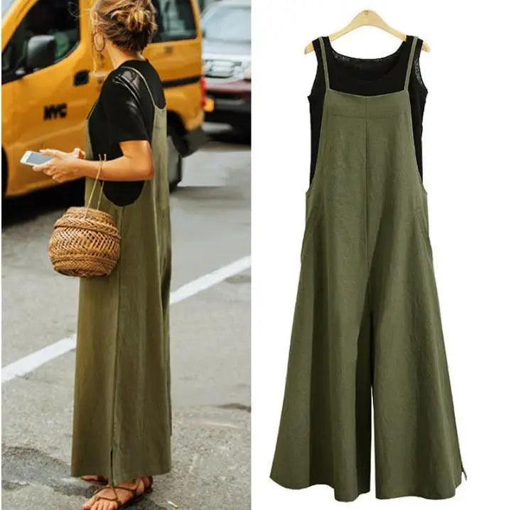 Wide-Leg Bib Overall Jumpsuit