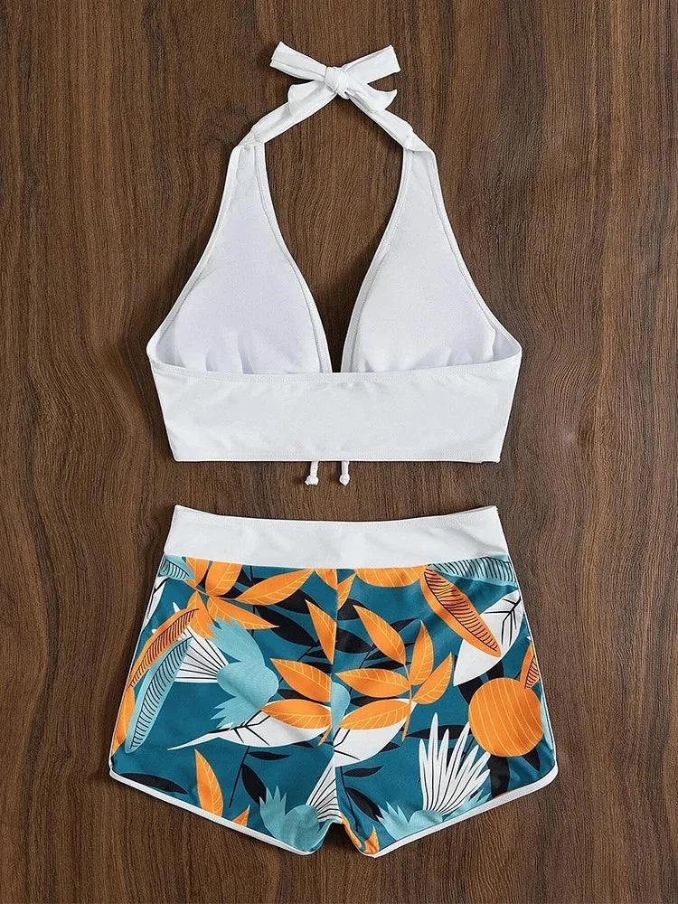 Printed Halter High-Waist Bikini