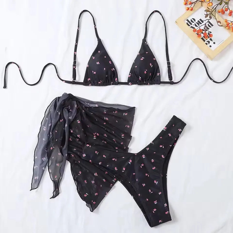 Hollow-Out Push-Up String Bikini Set