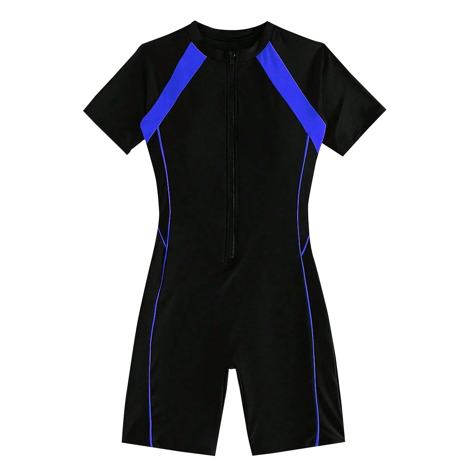 Zip Patchwork One-Piece Swimsuit