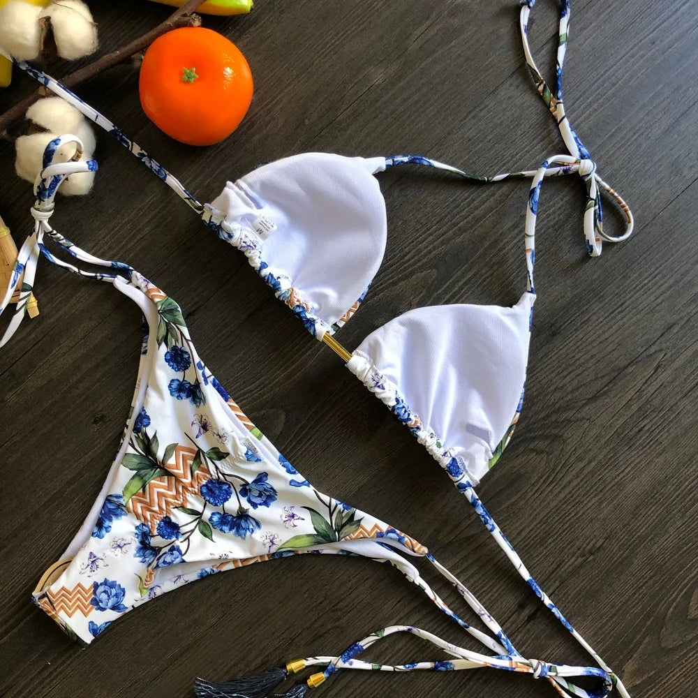 Feather Print Micro Bikini