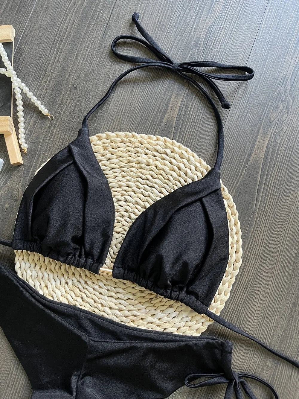 Halter Chain Triangle Bikini Set