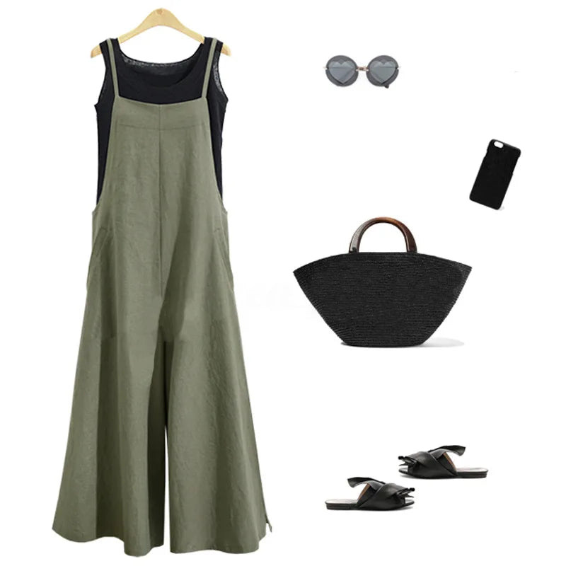 Wide-Leg Bib Overall Jumpsuit