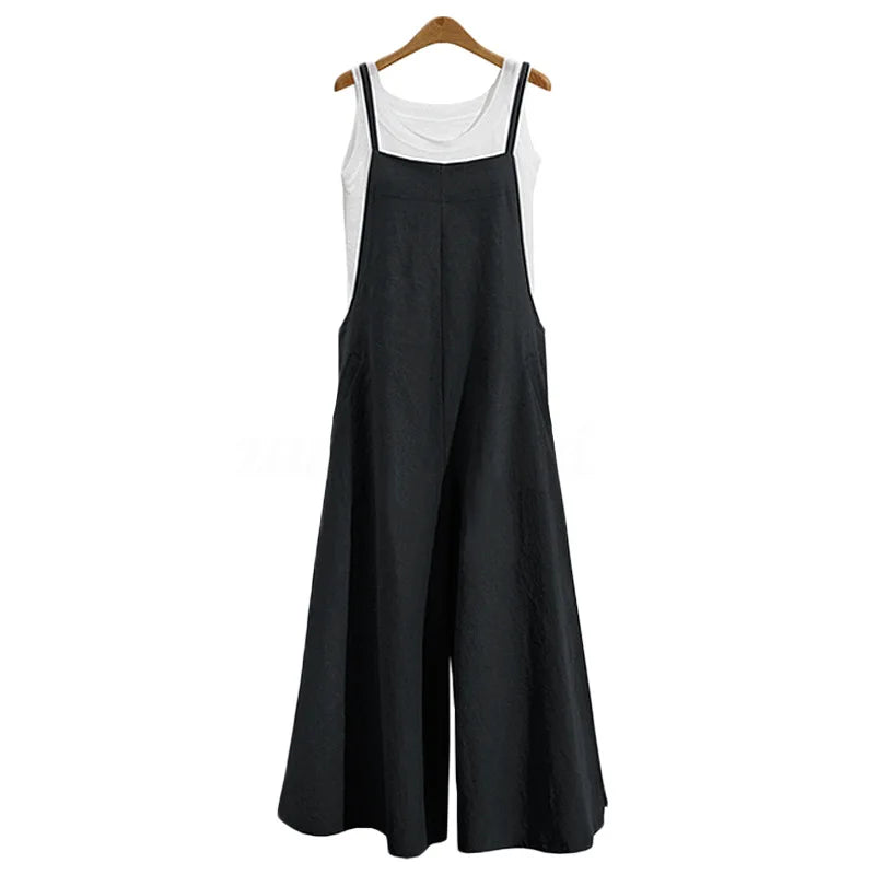 Wide-Leg Bib Overall Jumpsuit