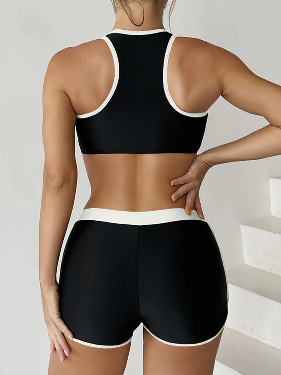 Zip-Front Sporty Bikini Set