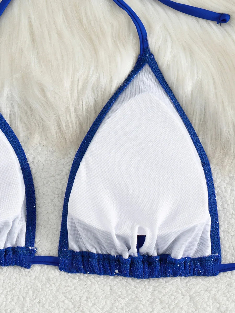 Sparkly Halter High-Cut Bikini