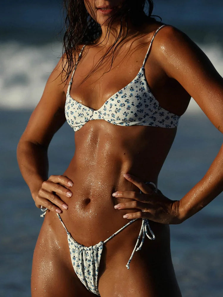 Leopard Bandage Triangle Bikini Set