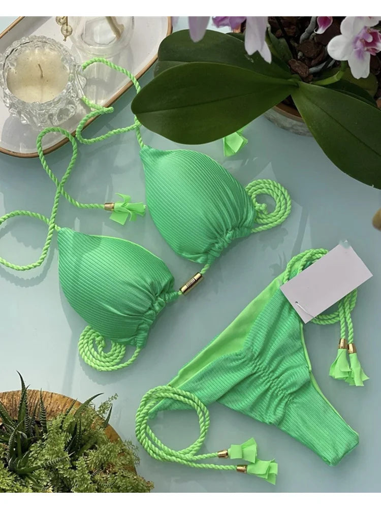 Backless Rope Triangle Bikini