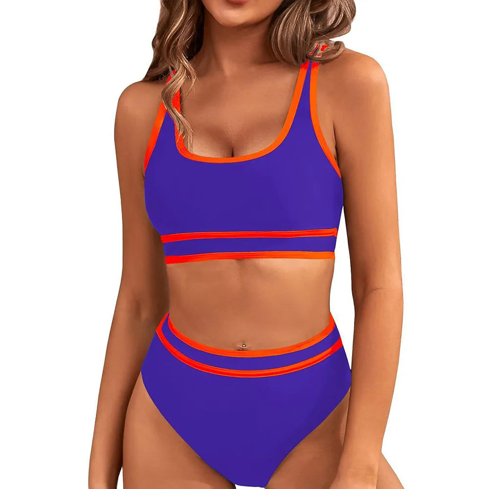 Sporty Color-Block Bikini Set