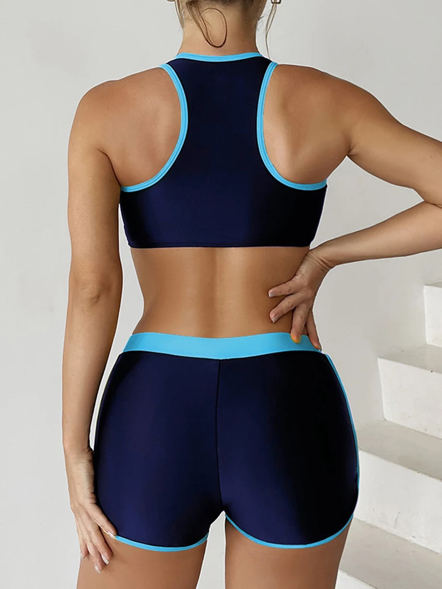 Zip-Front Sporty Bikini Set