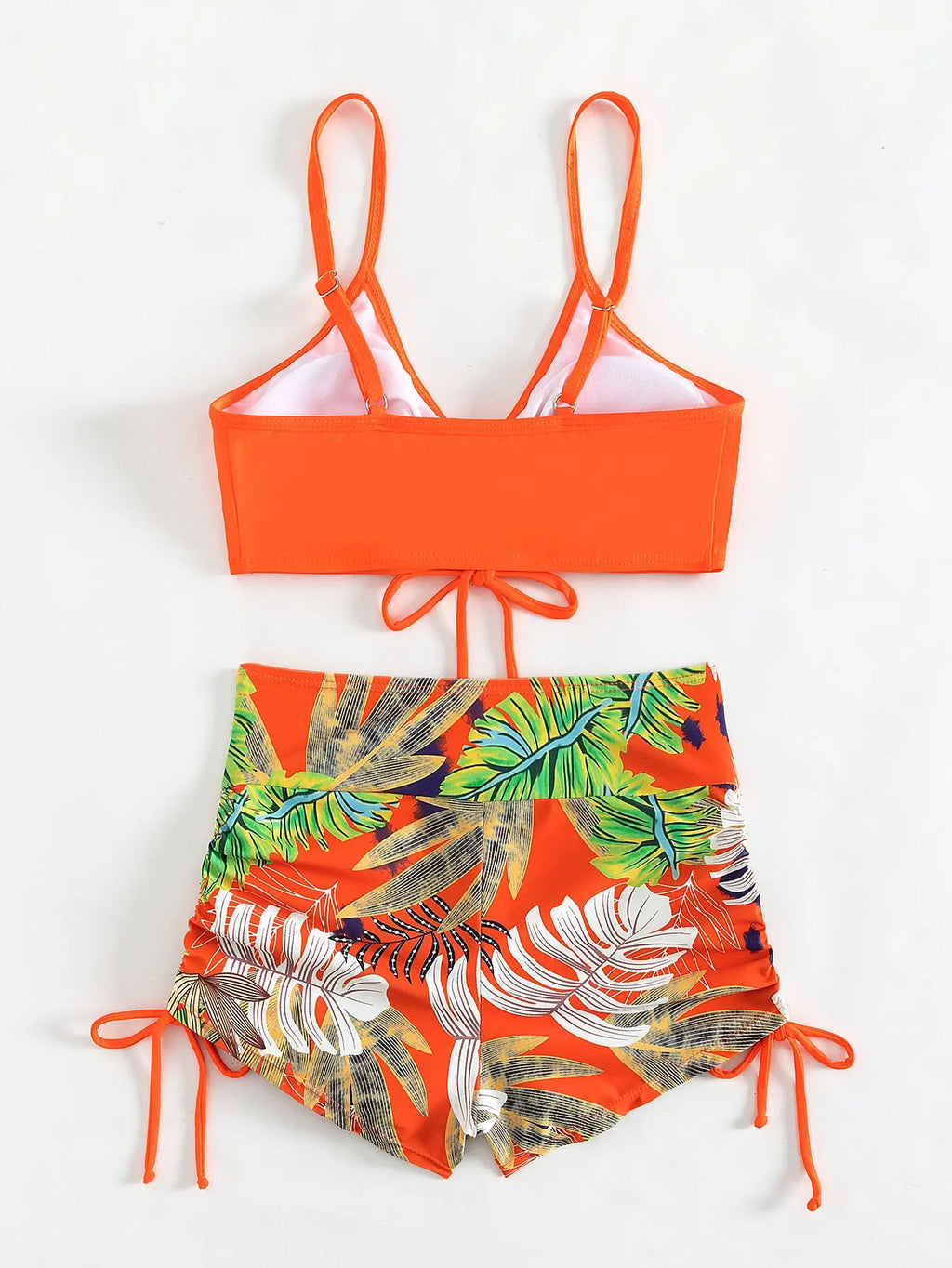 Drawstring High-Waist Bikini Set