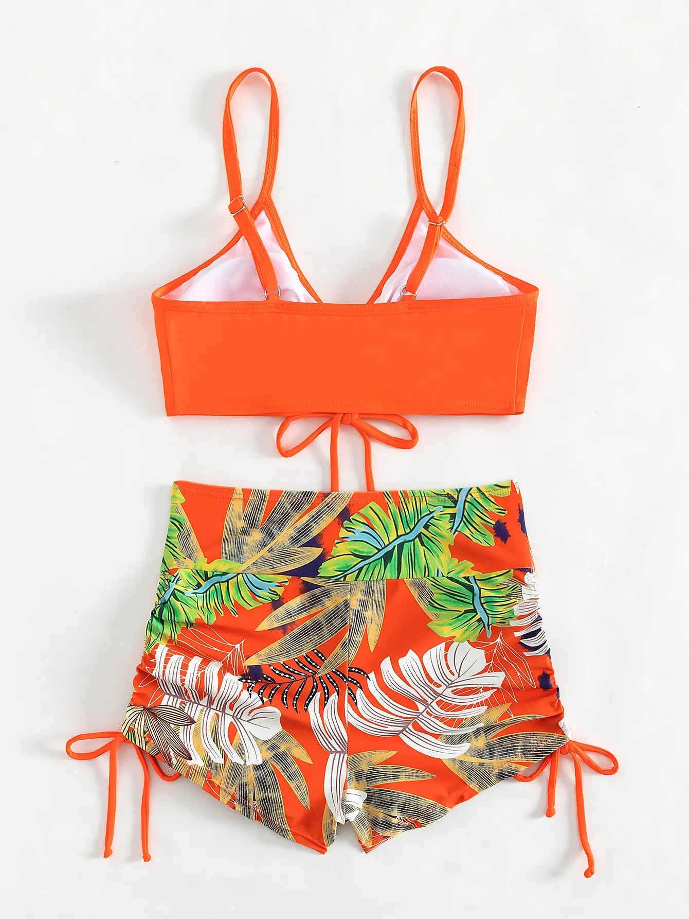 Drawstring High-Waist Bikini Set