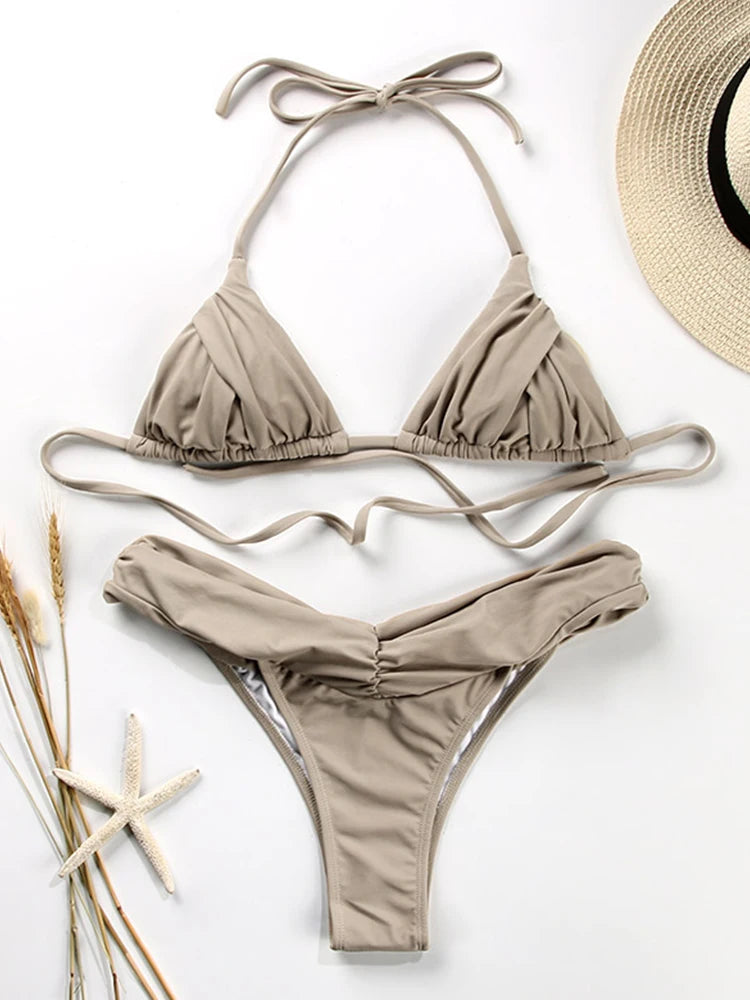 Ruffle Leopard Patchwork Bikini Set