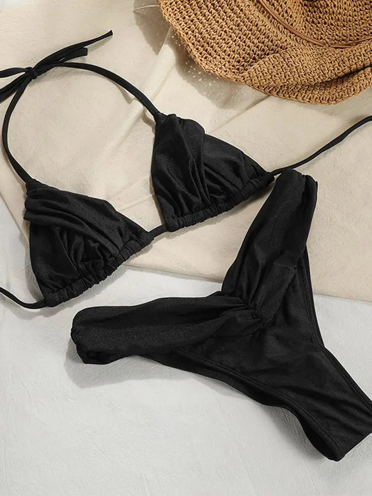 Ruffle Leopard Patchwork Bikini Set