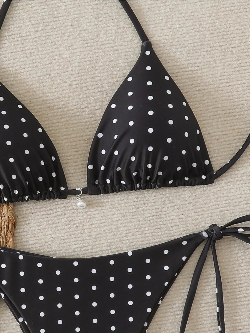 Polka Dot Lace-Up Bikini Set