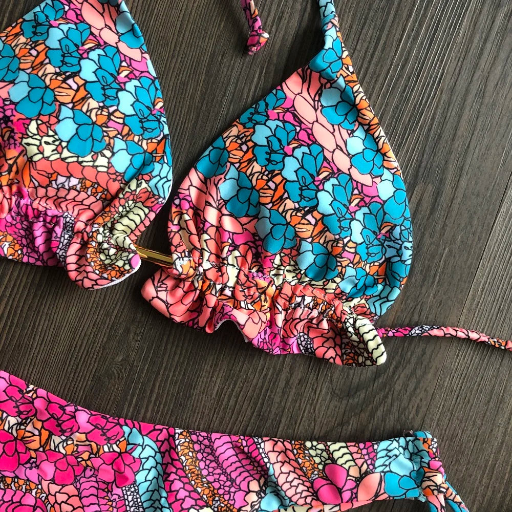 Floral String Bikini Set
