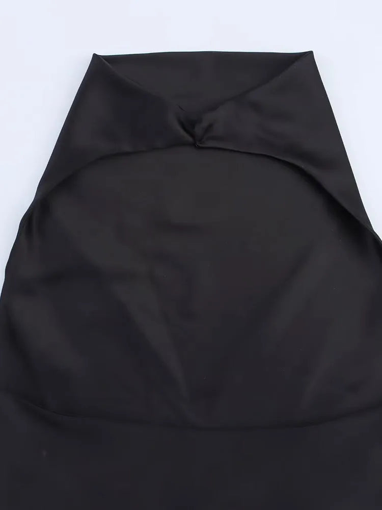 Satin Halter Backless Mini Dress