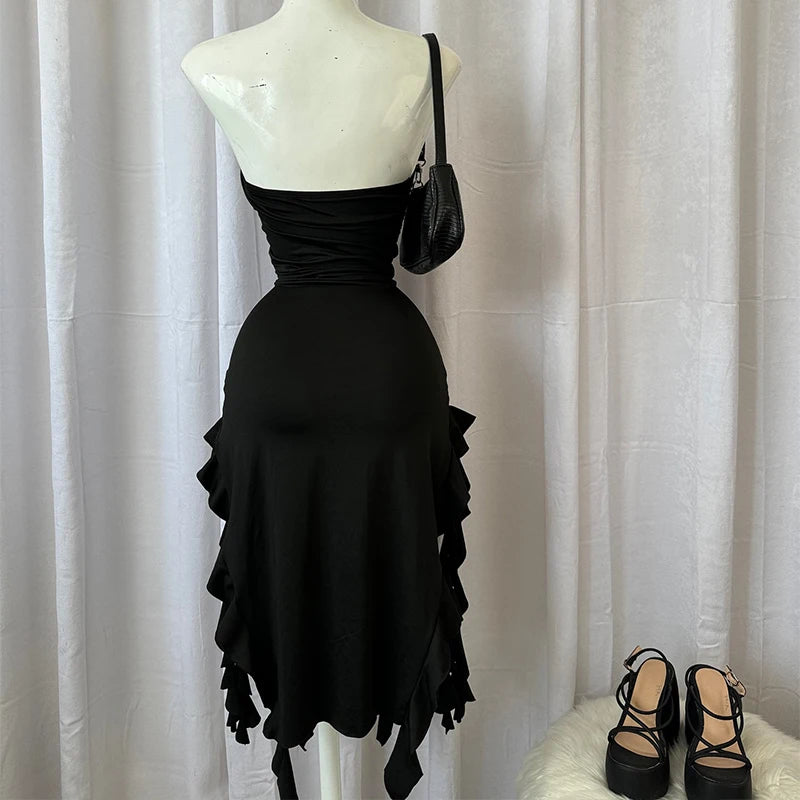 Strapless Floral High-Slit Mini Dress