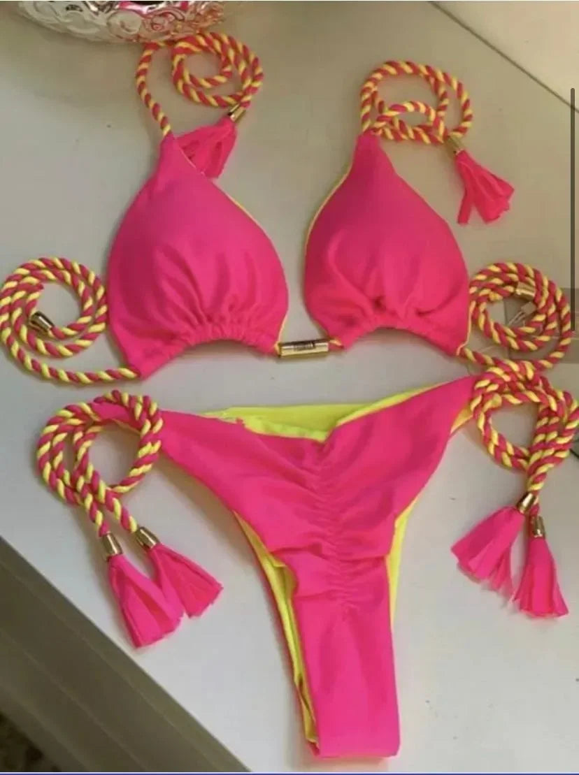 Backless Rope Triangle Bikini
