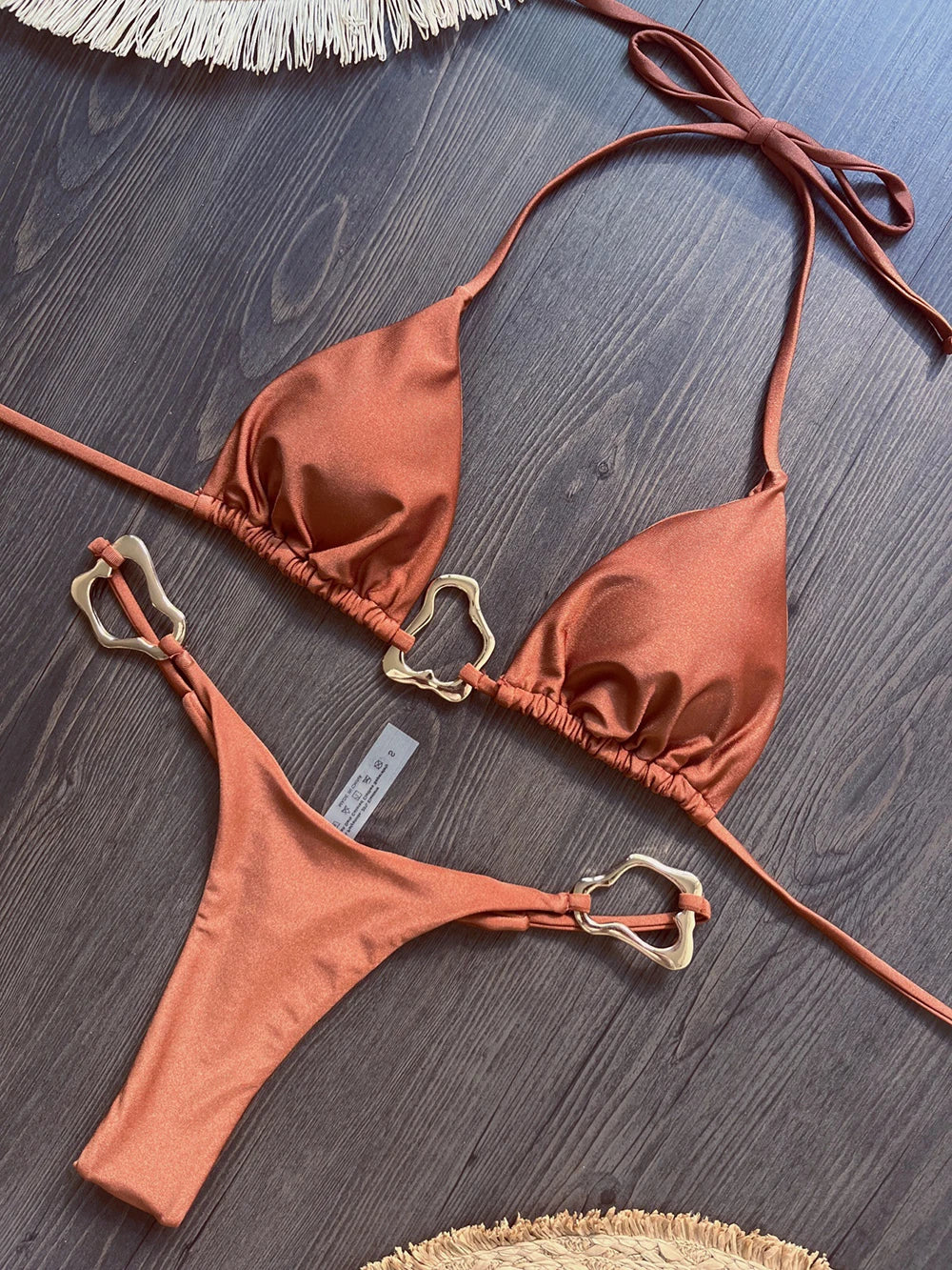 Lace-Up Halter Bikini Set