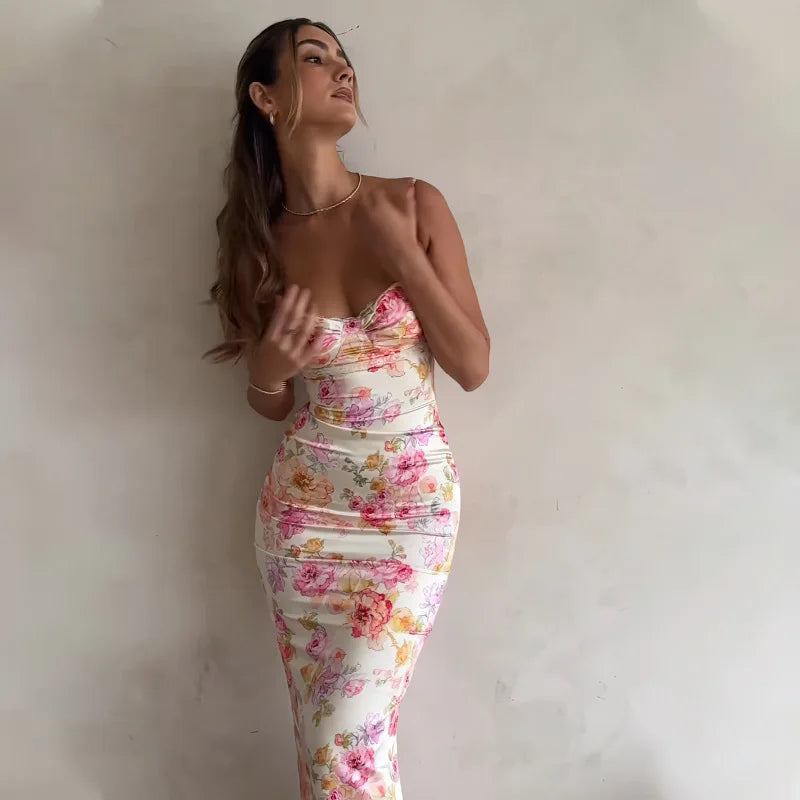 Floral Split Spaghetti-Strap Mini Dress
