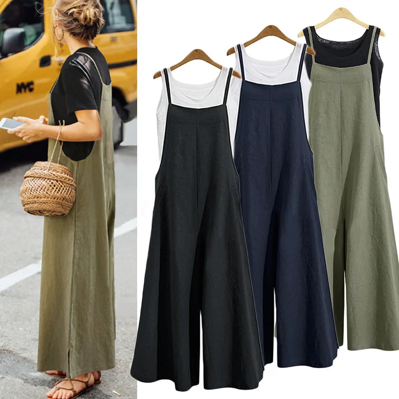 Wide-Leg Bib Overall Jumpsuit