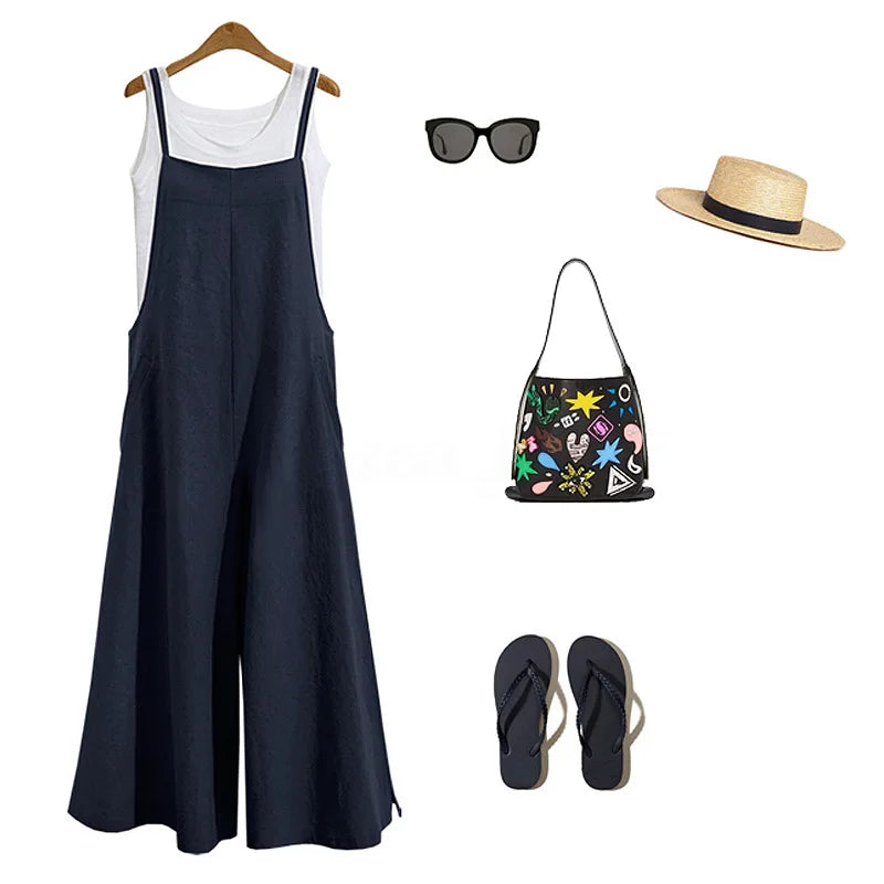 Wide-Leg Bib Overall Jumpsuit