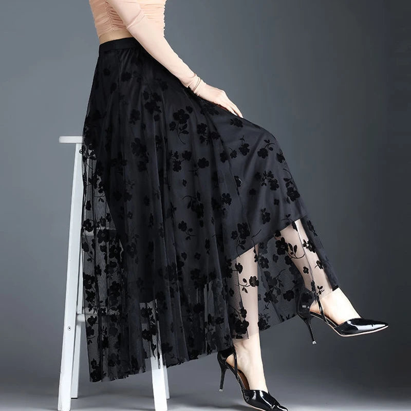 Korean Tulle Floral Skirt