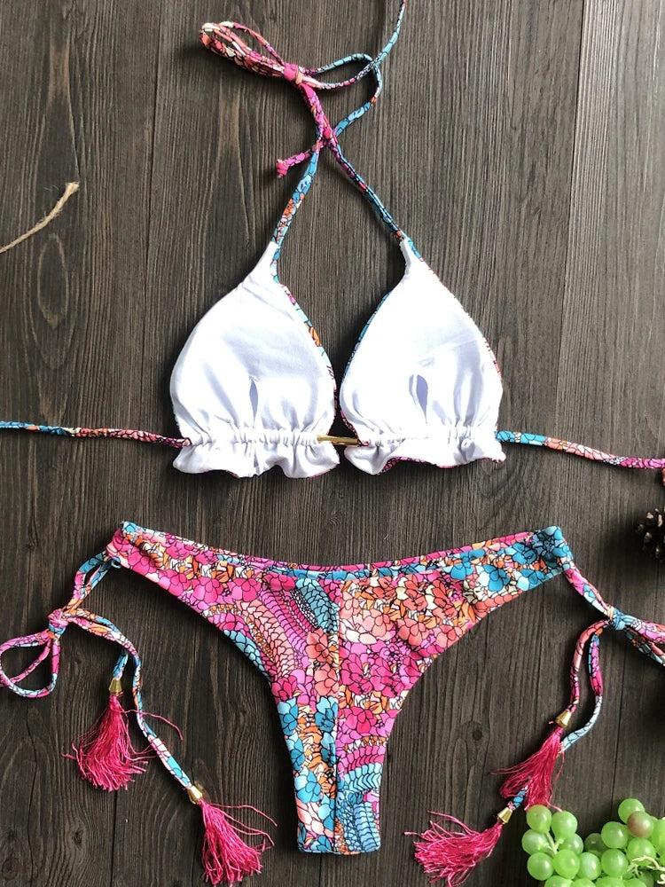 Floral String Bikini Set