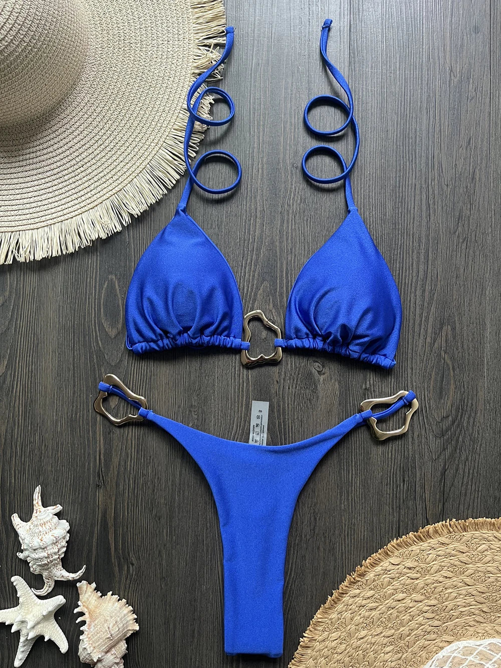 Lace-Up Halter Bikini Set