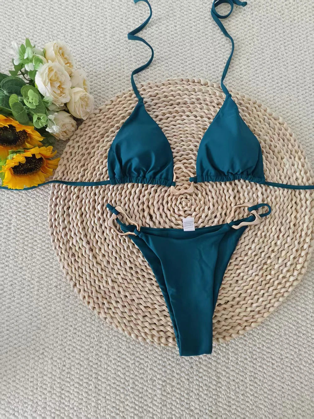Lace-Up Halter Bikini Set