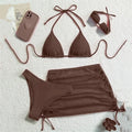Brown Halter 3-Piece Bikini