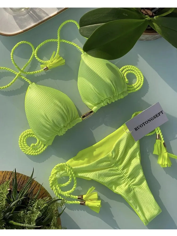 Backless Rope Triangle Bikini