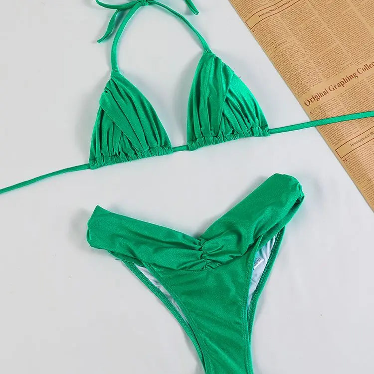 Ruffle Leopard Patchwork Bikini Set