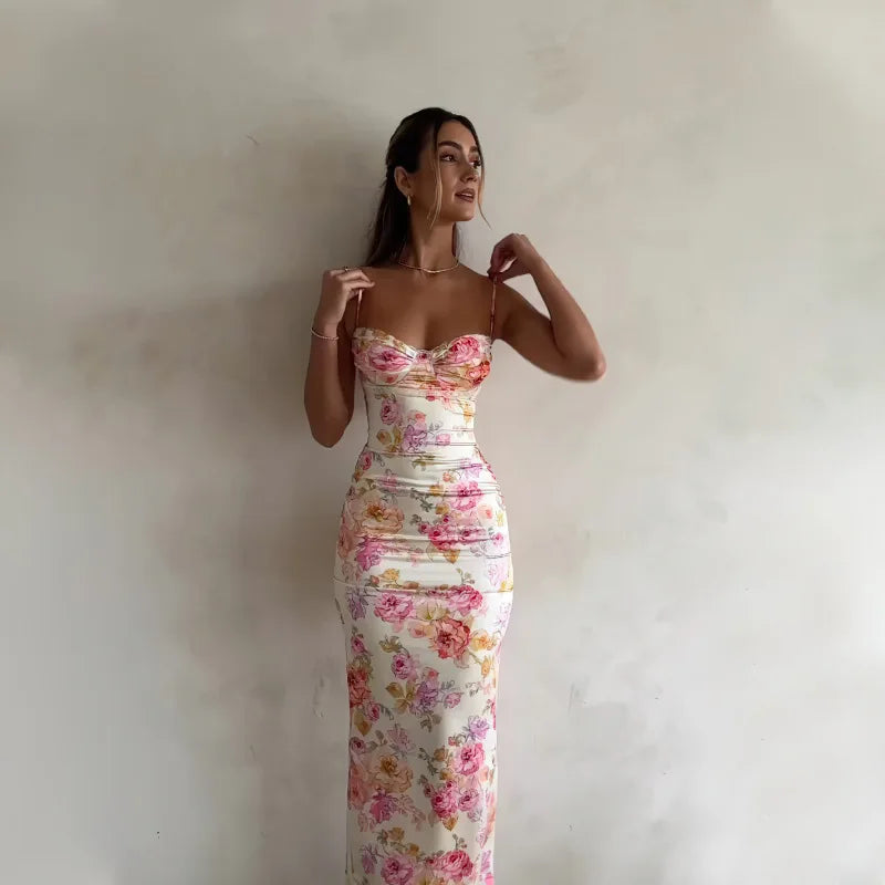Floral Split Spaghetti-Strap Mini Dress