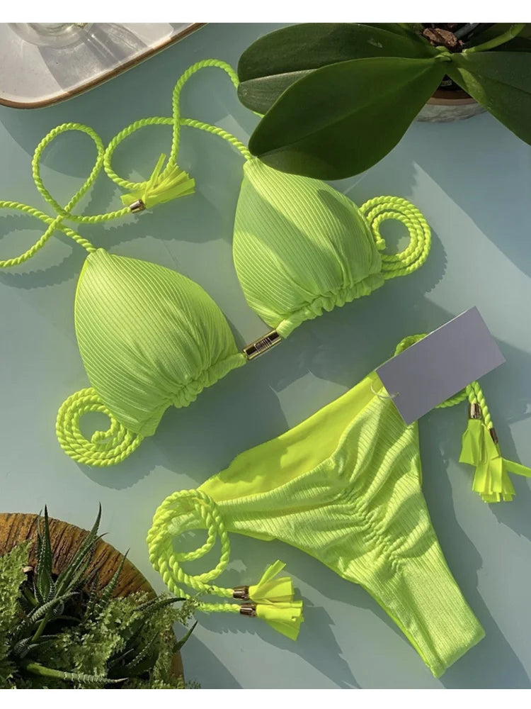 Backless Rope Triangle Bikini