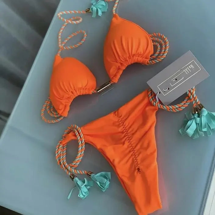 Backless Rope Triangle Bikini