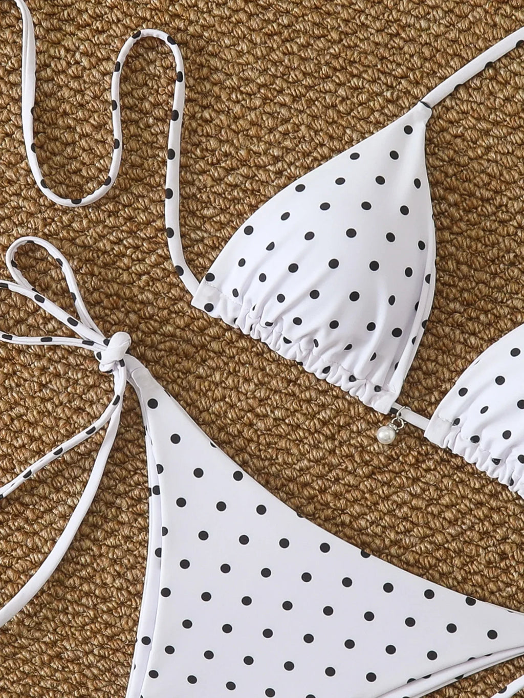 Polka Dot Lace-Up Bikini Set