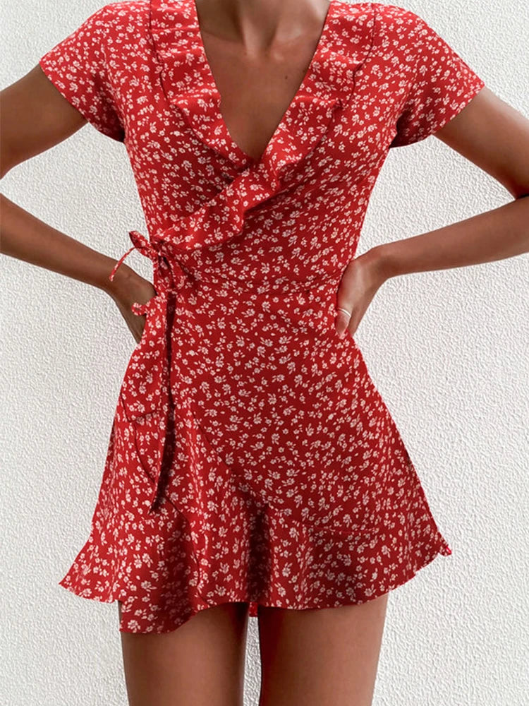 Floral Ruffle A-Line Mini Dress
