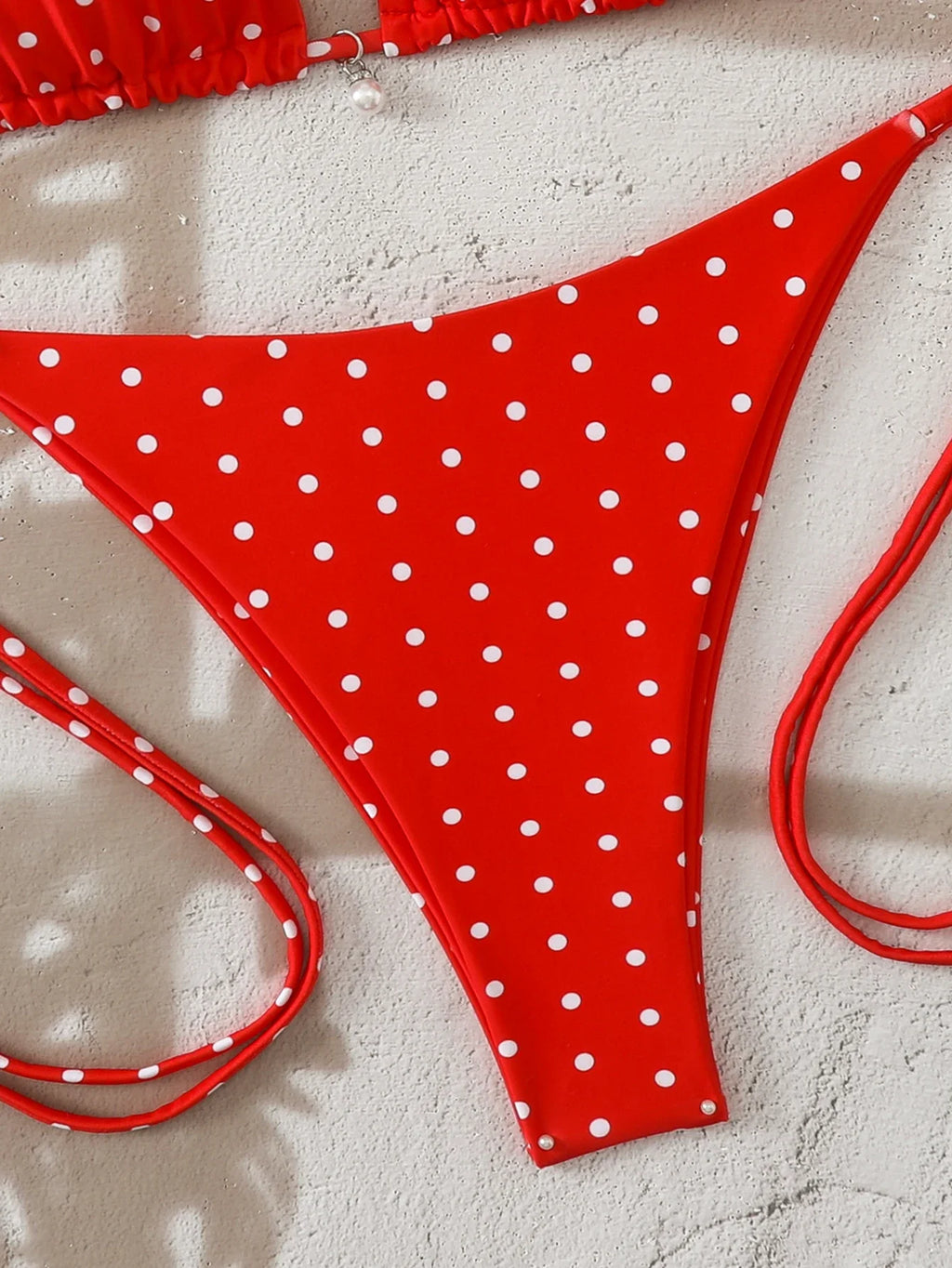 Polka Dot Lace-Up Bikini Set